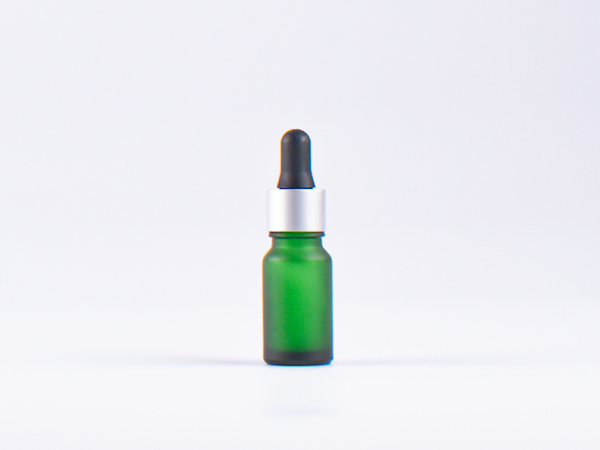 Grünglasflasche 10ml, mit Pipette silber-matt